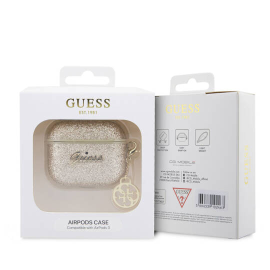 Apple Airpods 3. Nesil Kılıf GUESS Glitter 4G Charm Kapak - 6