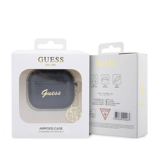 Apple Airpods 3. Nesil Kılıf GUESS Glitter 4G Charm Kapak - 7