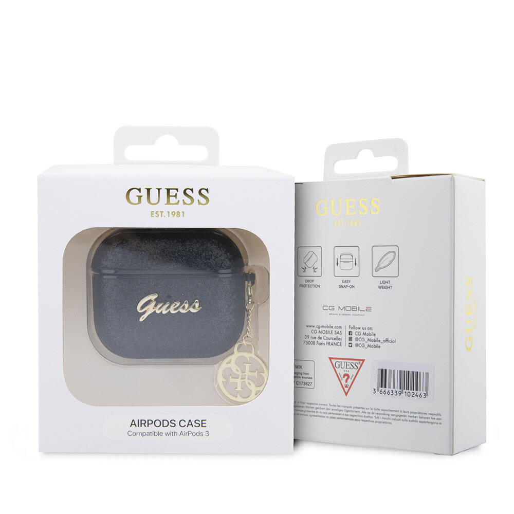 Apple Airpods 3. Nesil Kılıf GUESS Glitter 4G Charm Kapak - 7