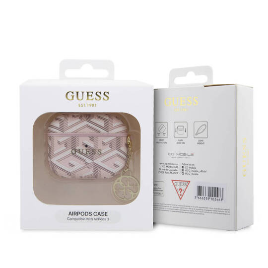 Apple Airpods 3. Nesil Kılıf Guess Orjinal Lisanslı G Cube Desenli 4G Süs Zincirli Kapak - 9
