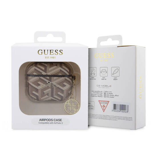 Apple Airpods 3. Nesil Kılıf Guess Orjinal Lisanslı G Cube Desenli 4G Süs Zincirli Kapak - 10