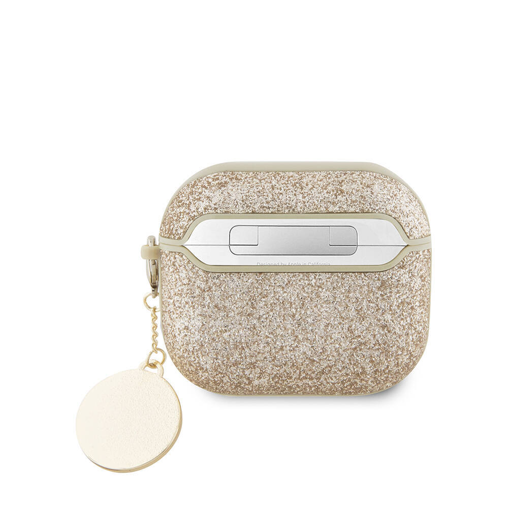 Apple Airpods 3. Nesil Kılıf Guess Orjinal Lisanslı Glitter Elmas Kalp Süs Zincirli Kapak - 5
