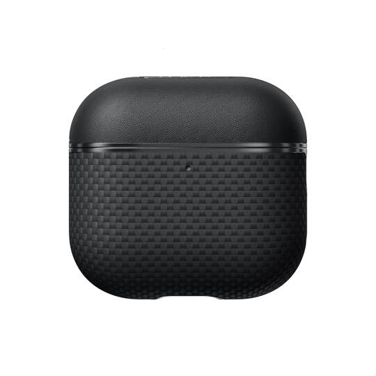 Apple Airpods 4 Kılıf 1500D Aramid Fiber Pitaka Ultra-Slim Classic Serisi Black-Grey Twill Kapak - 2