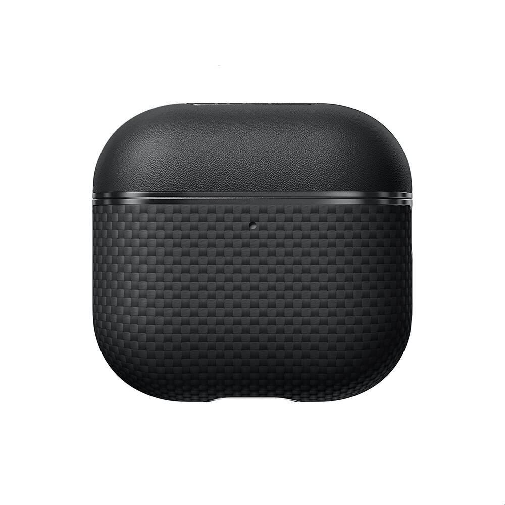 Apple Airpods 4 Kılıf 1500D Aramid Fiber Pitaka Ultra-Slim Classic Serisi Black-Grey Twill Kapak - 2