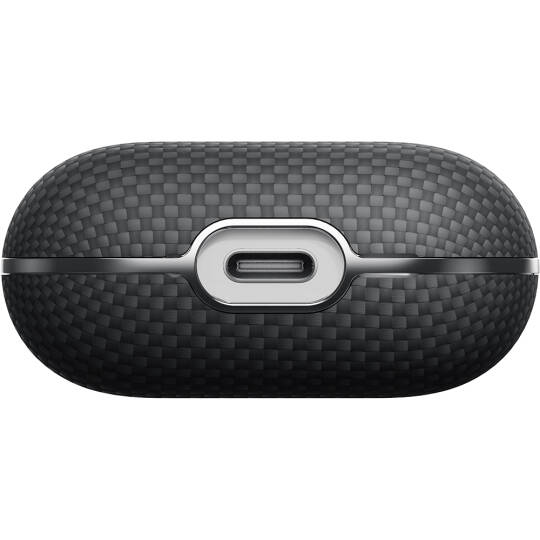 Apple Airpods 4 Kılıf 1500D Aramid Fiber Pitaka Ultra-Slim Classic Serisi Black-Grey Twill Kapak - 6