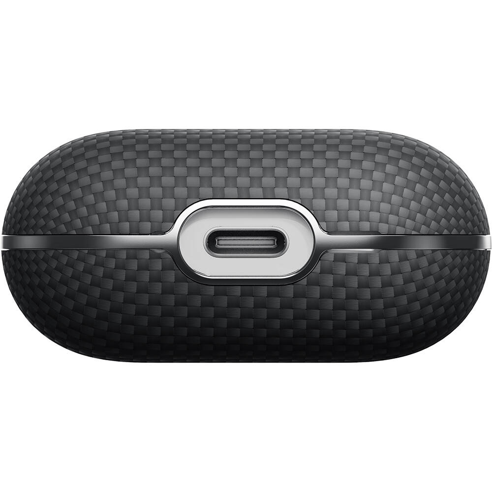 Apple Airpods 4 Kılıf 1500D Aramid Fiber Pitaka Ultra-Slim Classic Serisi Black-Grey Twill Kapak - 6