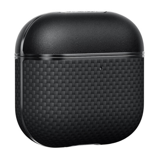 Apple Airpods 4 Kılıf 1500D Aramid Fiber Pitaka Ultra-Slim Classic Serisi Black-Grey Twill Kapak - 9
