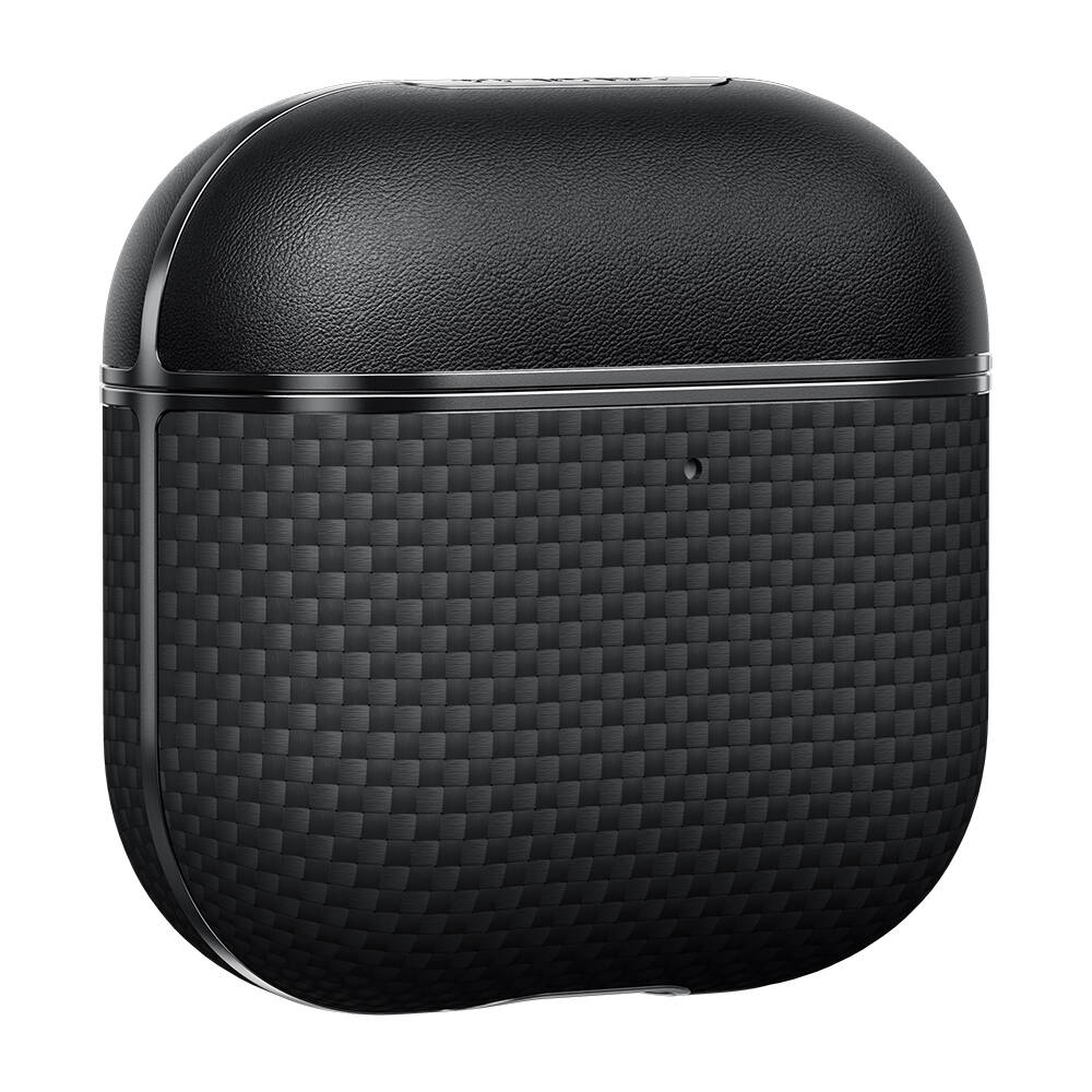 Apple Airpods 4 Kılıf 1500D Aramid Fiber Pitaka Ultra-Slim Classic Serisi Black-Grey Twill Kapak - 9