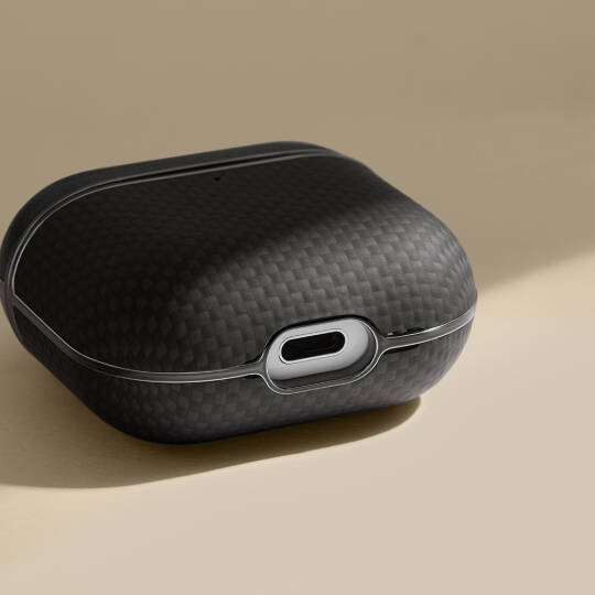 Apple Airpods 4 Kılıf 1500D Aramid Fiber Pitaka Ultra-Slim Classic Serisi Black-Grey Twill Kapak - 11