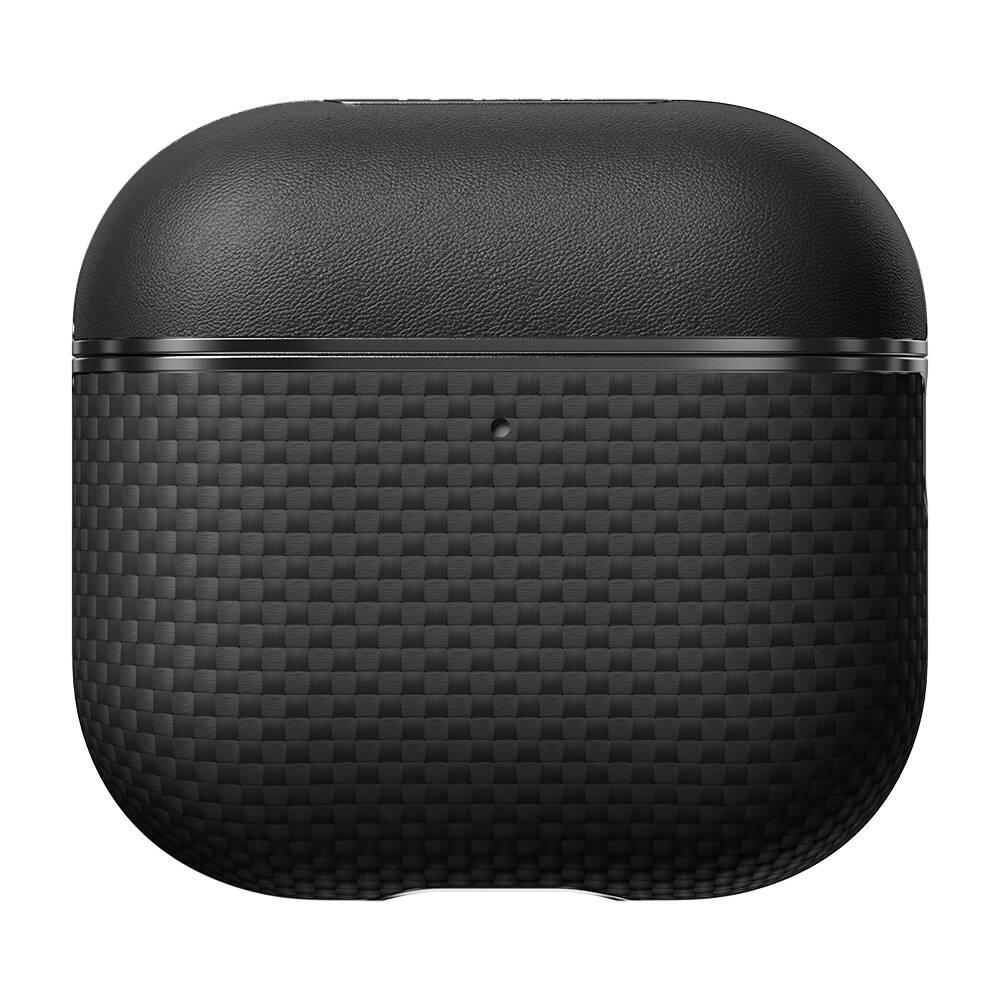 Apple Airpods 4 Kılıf 1500D Aramid Fiber Pitaka Ultra-Slim Classic Serisi Black-Grey Twill Kapak - 1
