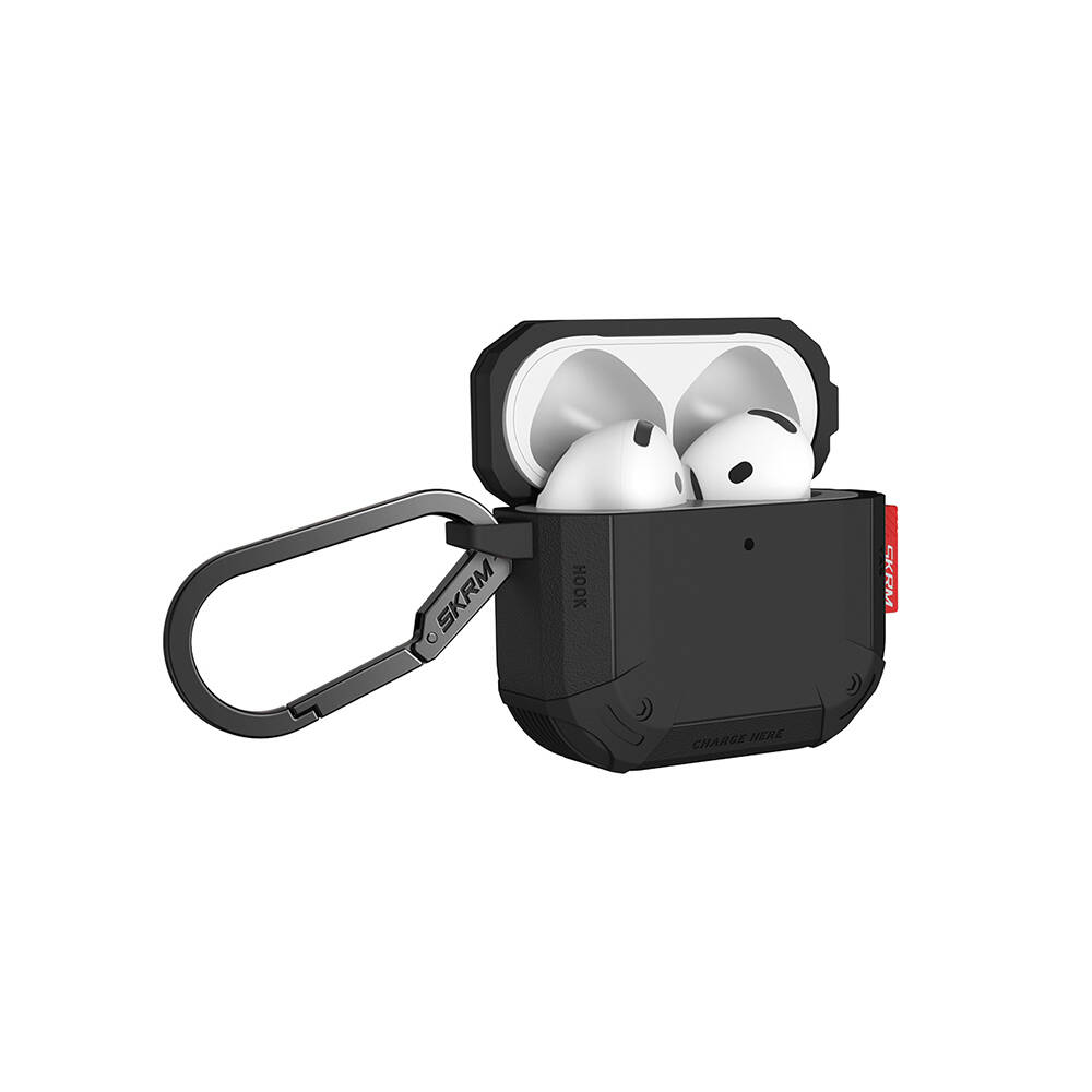 Apple Airpods 4 Kılıf Airbagli Yivli Köşe Tasarımlı 360 Derece Tam Koruma Skinarma Mecha CE Kılıf - 12