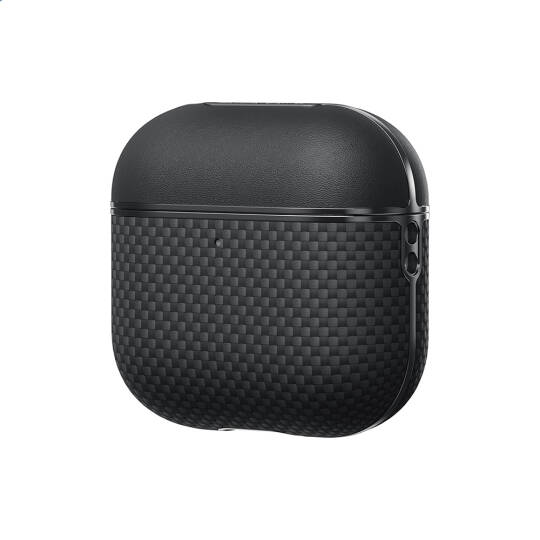 Apple Airpods Pro 2 Kılıf 1500D Aramid Fiber Pitaka Ultra-Slim Classic Serisi Black-Grey Twill Kapak - 2