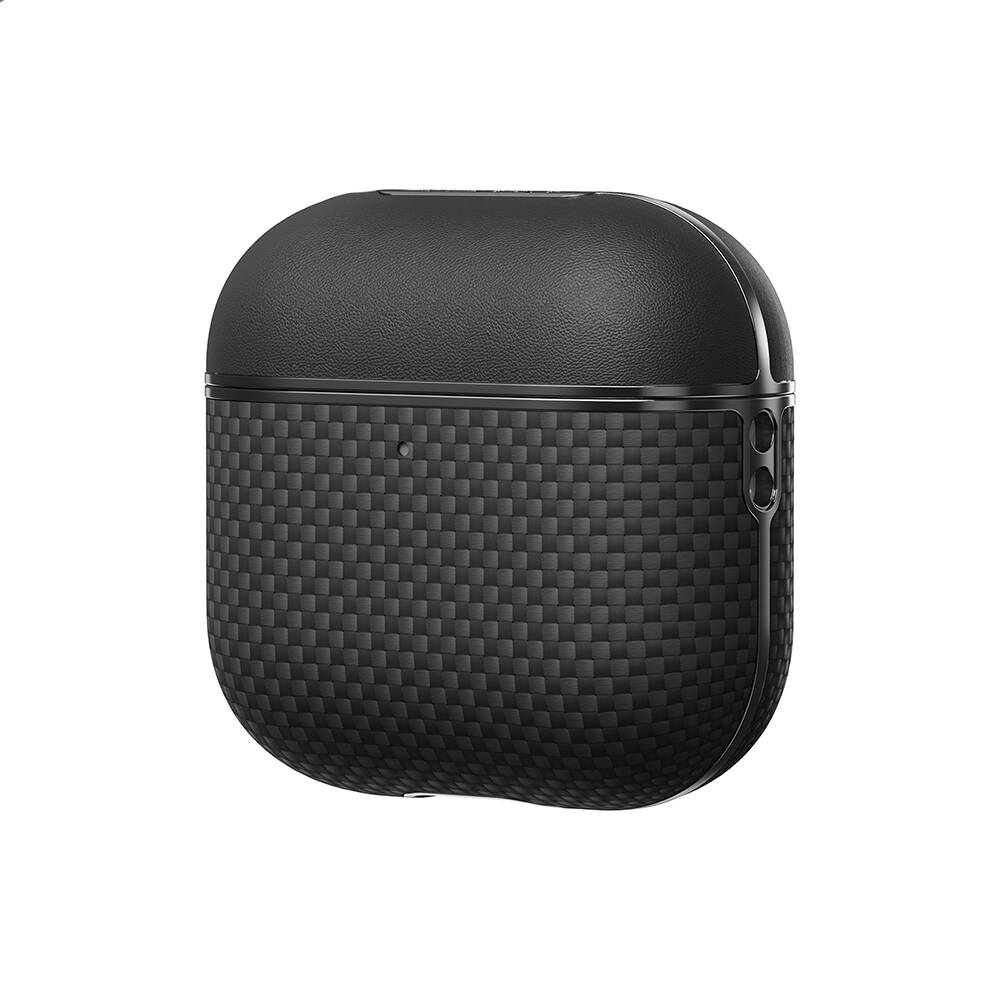 Apple Airpods Pro 2 Kılıf 1500D Aramid Fiber Pitaka Ultra-Slim Classic Serisi Black-Grey Twill Kapak - 2