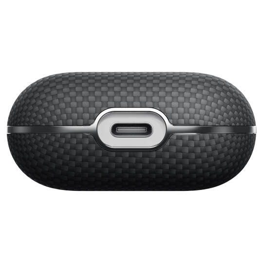 Apple Airpods Pro 2 Kılıf 1500D Aramid Fiber Pitaka Ultra-Slim Classic Serisi Black-Grey Twill Kapak - 9