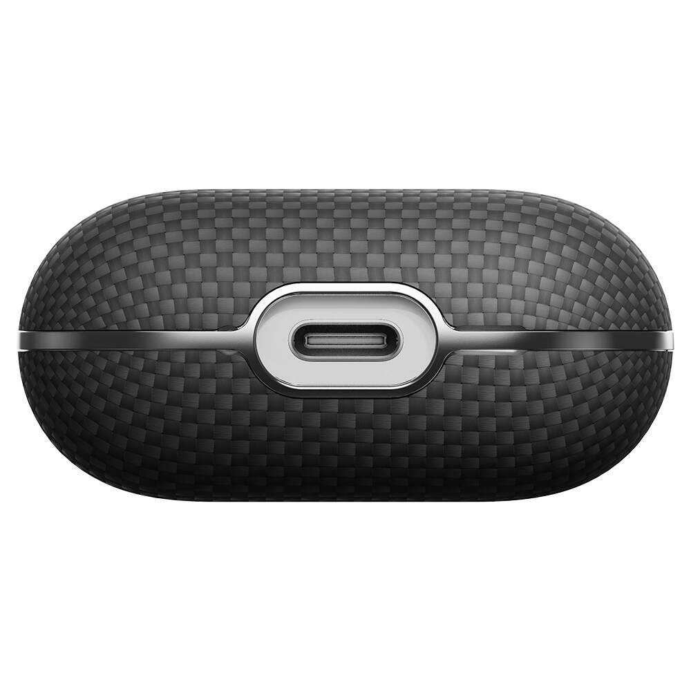 Apple Airpods Pro 2 Kılıf 1500D Aramid Fiber Pitaka Ultra-Slim Classic Serisi Black-Grey Twill Kapak - 9