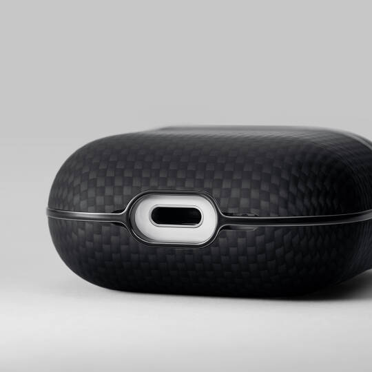 Apple Airpods Pro 2 Kılıf 1500D Aramid Fiber Pitaka Ultra-Slim Classic Serisi Black-Grey Twill Kapak - 11