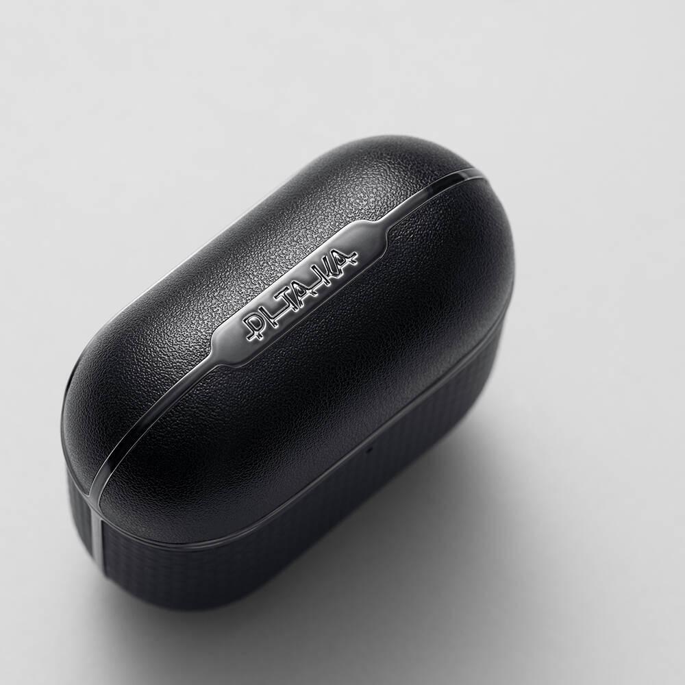 Apple Airpods Pro 2 Kılıf 1500D Aramid Fiber Pitaka Ultra-Slim Classic Serisi Black-Grey Twill Kapak - 12