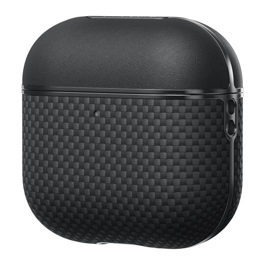 Apple Airpods Pro 2 Kılıf 1500D Aramid Fiber Pitaka Ultra-Slim Classic Serisi Black-Grey Twill Kapak