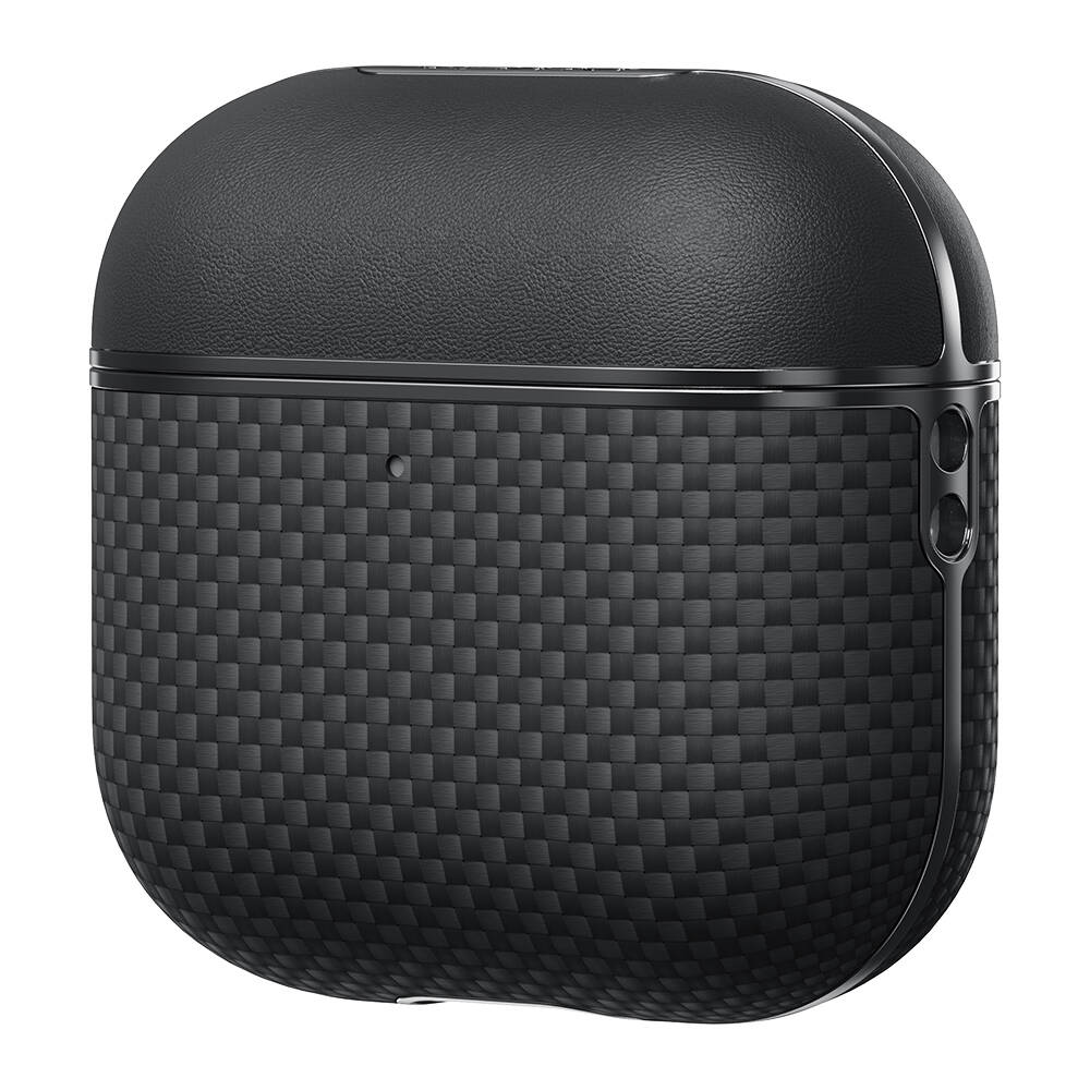 Apple Airpods Pro 2 Kılıf 1500D Aramid Fiber Pitaka Ultra-Slim Classic Serisi Black-Grey Twill Kapak - 1