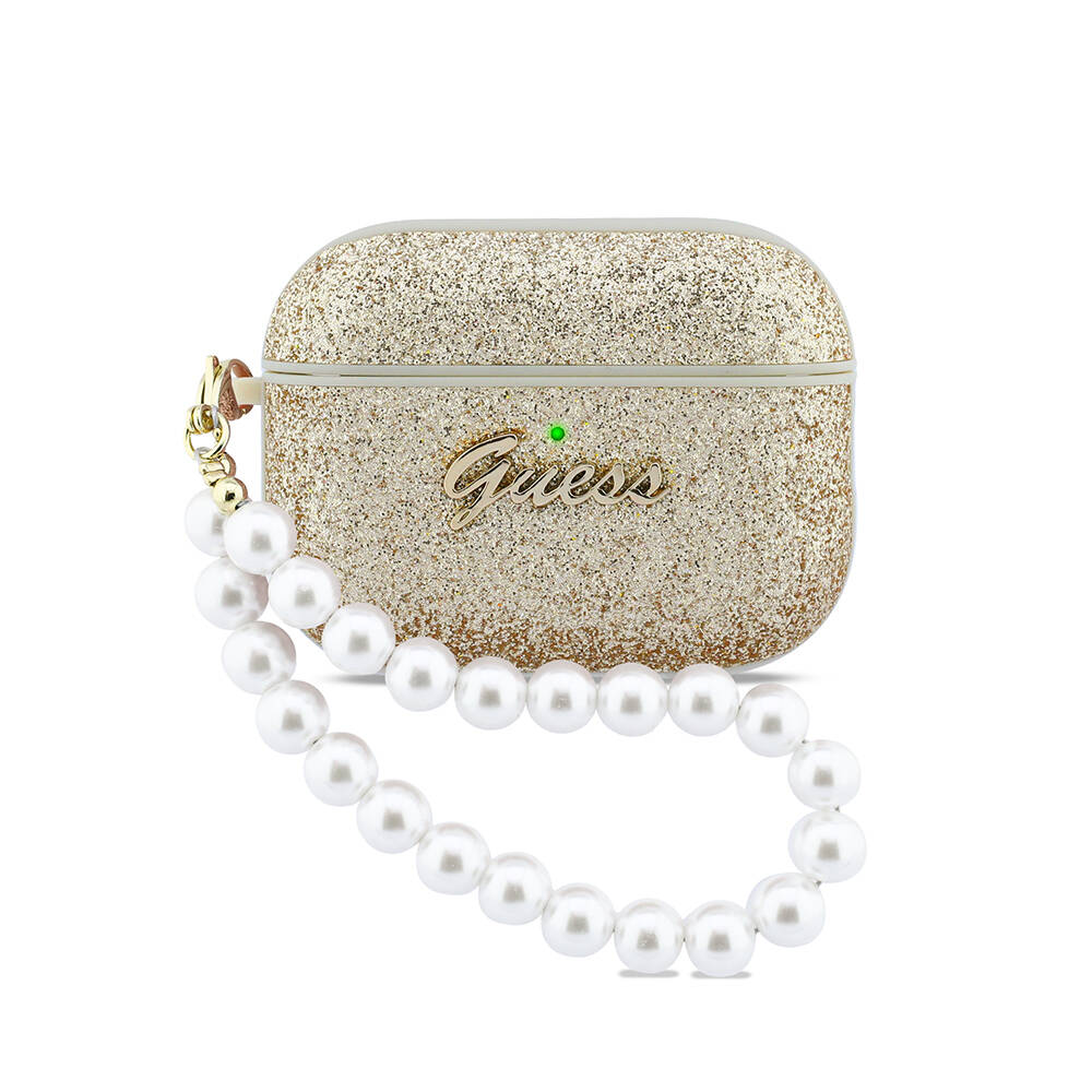 Apple Airpods Pro 3 Kılıf Guess Glitter İnci Bilek Askılı Kapak - 9