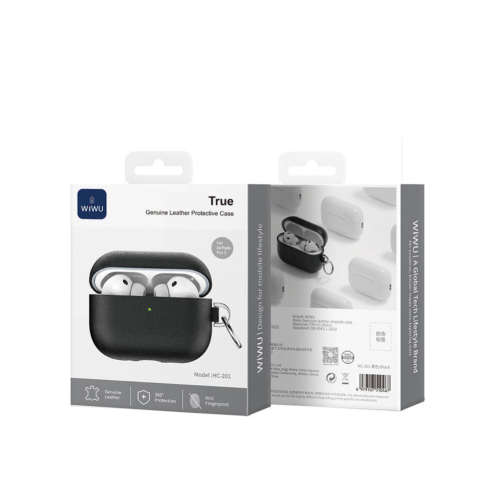 Apple AirPods Pro 3 Wiwu HC-201 Parmak İzi Bırakmayan Deri Kılıf - 15