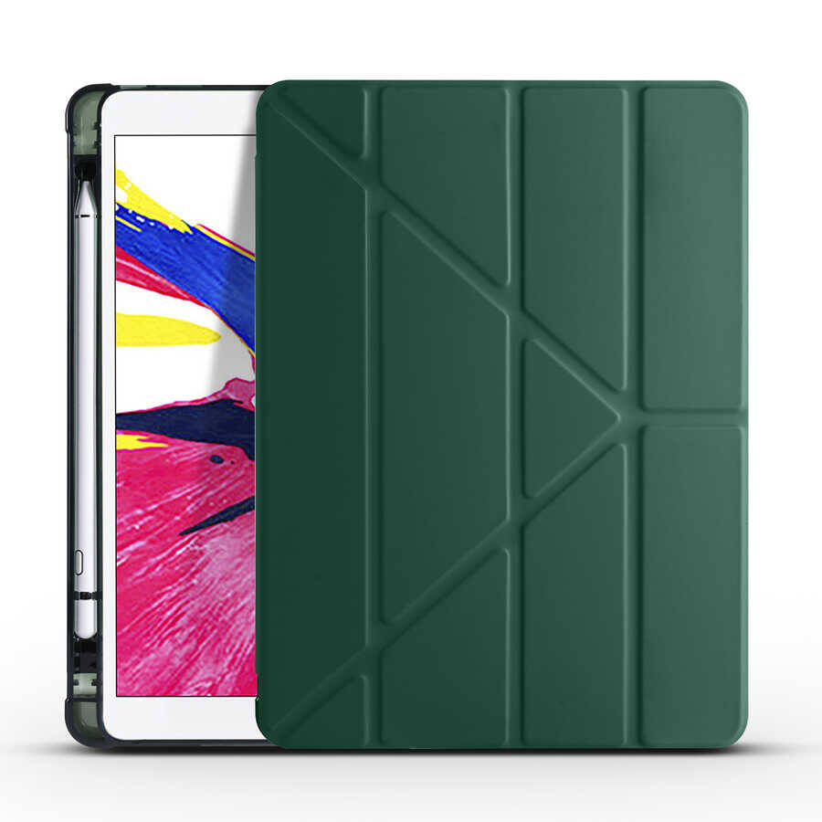 Apple iPad 10.2 2021 (9.Nesil) Kılıf Zore Tri Folding Kalem Bölmeli Standlı Kılıf - 24