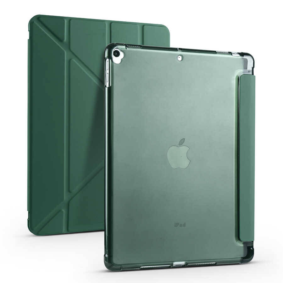 Apple iPad 10.2 (8.Nesil) Kılıf Zore Tri Folding Kalem Bölmeli Standlı Kılıf - 11