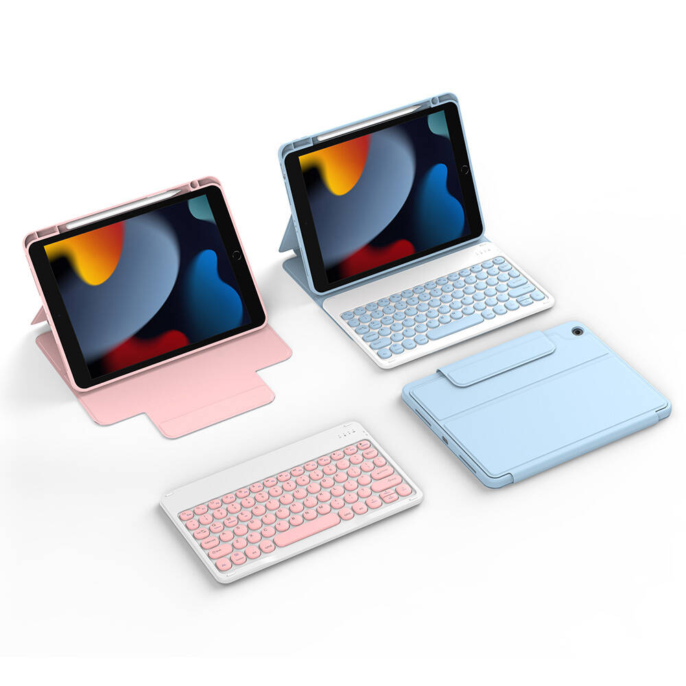 Apple iPad 10.2 (8.Nesil) Wiwu Protective Gizli Kalem Bölmeli Klavyeli Kılıf - 14