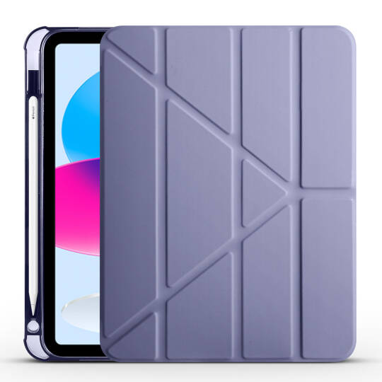 Apple iPad 11.Nesil 2025 Kılıf Zore Tri Folding Kalem Bölmeli Standlı Kılıf Mor