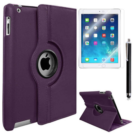 Apple iPad 2 3 4 Zore Dönebilen Standlı Kılıf Mor