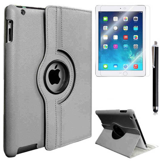 Apple iPad 2 3 4 Zore Dönebilen Standlı Kılıf Gri