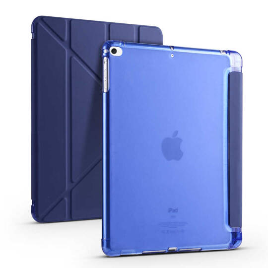 Apple iPad 9.7 2017 (5.Nesil) Kılıf Zore Tri Folding Kalem Bölmeli Standlı Kılıf Lacivert
