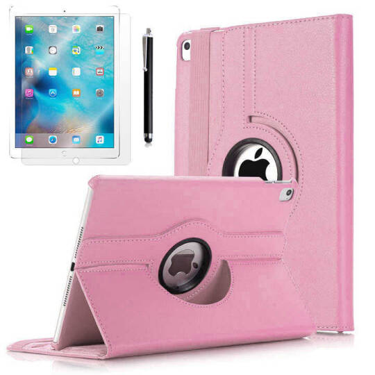 Apple iPad 9.7 2017 (5.Nesil) Zore Dönebilen Standlı Kılıf Pembe Açık