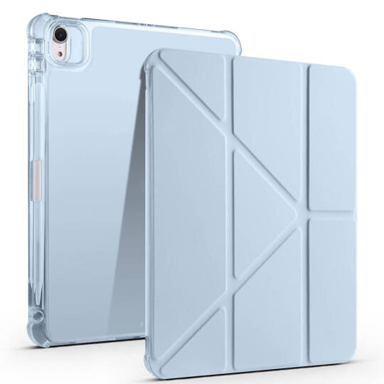 Apple iPad Air 11 2024 Kılıf Zore Tri Folding Kalem Bölmeli Standlı Kılıf Mavi