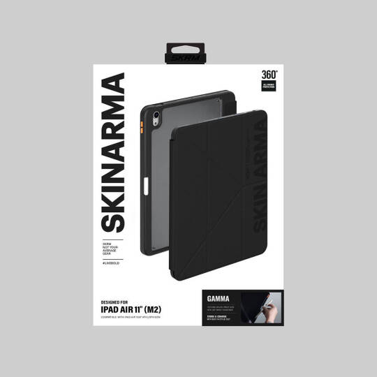 Apple iPad Air 11 2025 M3 Kılıf SkinArma Kabartma Baskı Tasarımlı 360 Tam Koruma Arkası Şeffaf Standlı Gamma Kılıf - 18