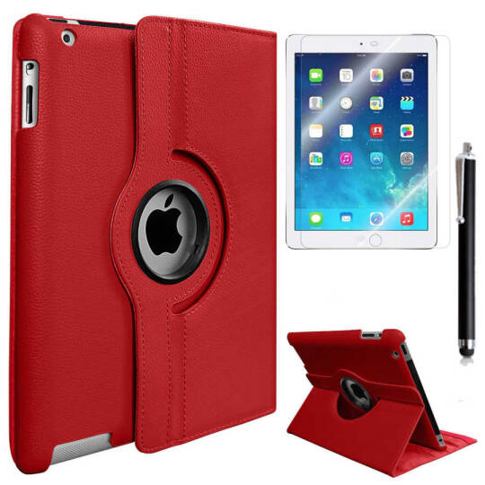 Apple iPad Mini 2-3 Zore Dönebilen Standlı Kılıf Kırmızı