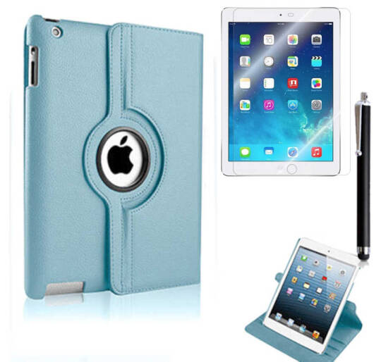 Apple iPad Mini 2-3 Zore Dönebilen Standlı Kılıf Mavi