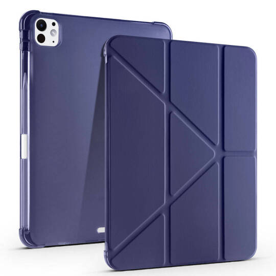 Apple iPad Pro 11 2025 M5 Kılıf Zore Tri Folding Kalem Bölmeli Standlı Kılıf Lacivert