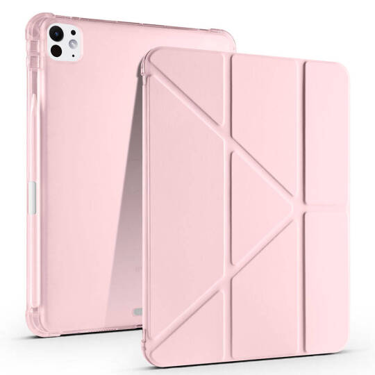 Apple iPad Pro 11 2025 M5 Kılıf Zore Tri Folding Kalem Bölmeli Standlı Kılıf Rose Gold