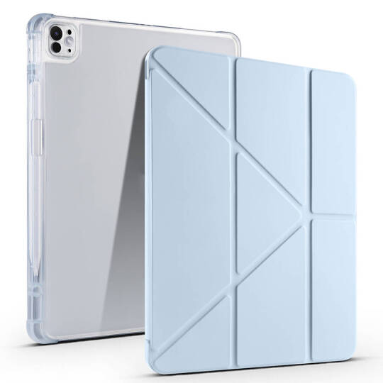 Apple iPad Pro 13 2024 Kılıf Zore Tri Folding Kalem Bölmeli Standlı Kılıf Mavi