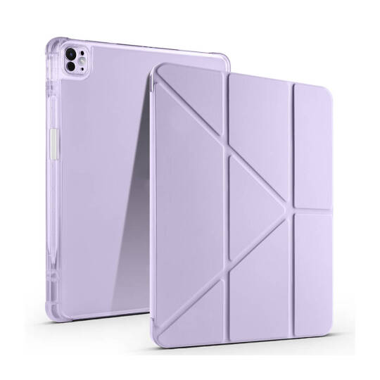 Apple iPad Pro 13 2024 Kılıf Zore Tri Folding Kalem Bölmeli Standlı Kılıf Lila