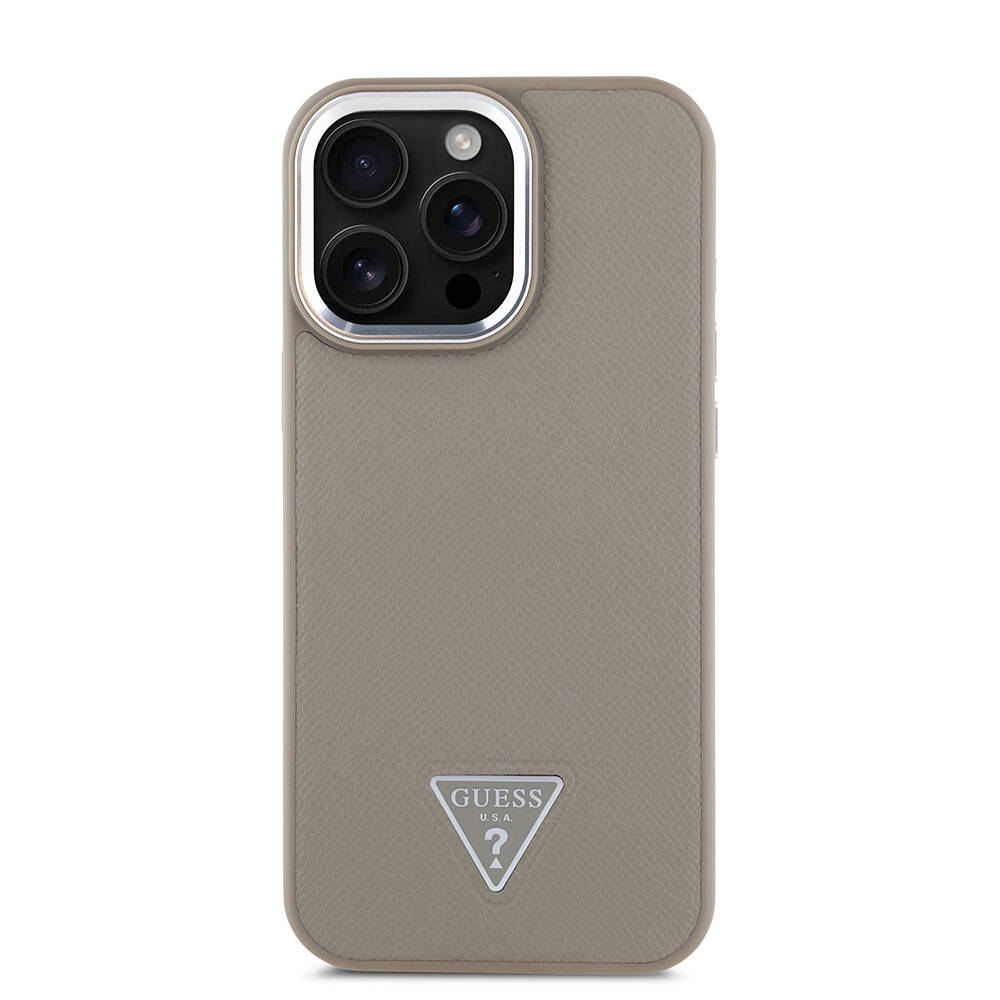 Apple iPhone 13 Pro Max Kılıf Guess Orjinal Lisanslı M-safe Şarj Özellikli Grained Triangle Kapak - 12