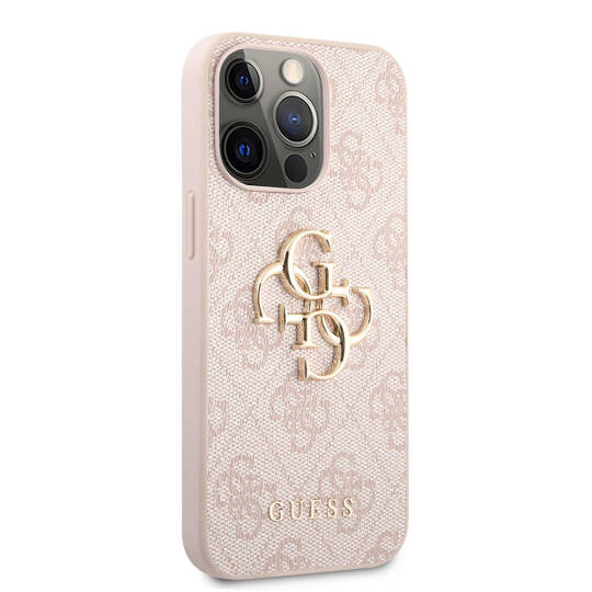 Apple iPhone 13 Pro Max Kılıf Guess Orjinal Lisanslı PU Deri 4G Desenli Metal Büyük 4G ve Yazı Logolu Kapak - 8