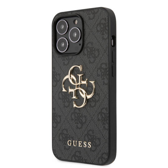 Apple iPhone 13 Pro Max Kılıf Guess Orjinal Lisanslı PU Deri 4G Desenli Metal Büyük 4G ve Yazı Logolu Kapak - 12