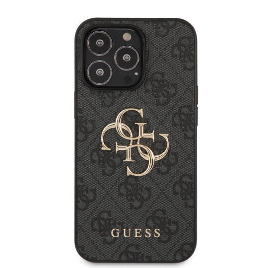 Apple iPhone 13 Pro Max Kılıf Guess Orjinal Lisanslı PU Deri 4G Desenli Metal Büyük 4G ve Yazı Logolu Kapak - 14