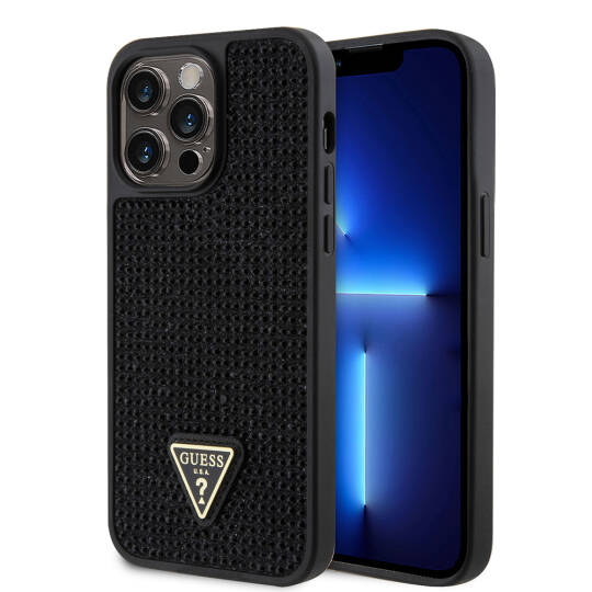 Apple iPhone 13 Pro Max Kılıf Guess Orjinal Lisanslı Taşlı Arka Yüzey Üçgen Logolu Kapak - 5