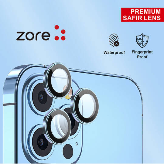 Apple iPhone 13 Pro Max Zore CL-12 Premium Safir Parmak İzi Bırakmayan Anti-Reflective Kamera Lens Koruyucu - 12