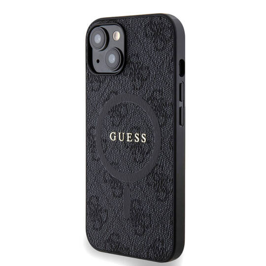 Apple iPhone 14 Kılıf Guess Orjinal Lisanslı M-safe Şarj Özellikli PU Halkalı 4G Desenli Yazı Logolu Kapak - 4