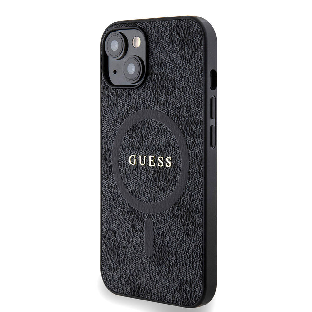 Apple iPhone 14 Kılıf Guess Orjinal Lisanslı M-safe Şarj Özellikli PU Halkalı 4G Desenli Yazı Logolu Kapak - 4