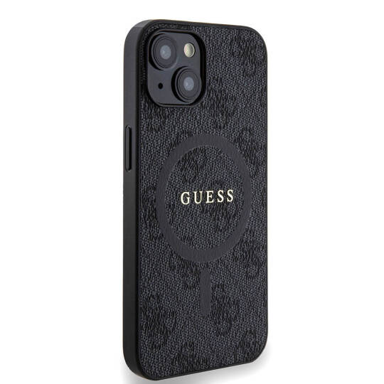 Apple iPhone 14 Kılıf Guess Orjinal Lisanslı M-safe Şarj Özellikli PU Halkalı 4G Desenli Yazı Logolu Kapak - 5